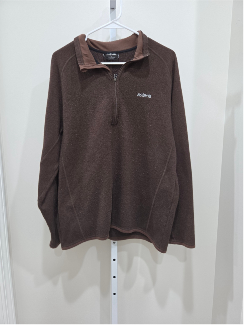 •Solaris• Men's Brown Fleece Quarter Zip Pullover Size L